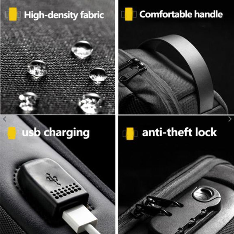 Waterproof USB Anti-theft Crossbody Shoulder Bag