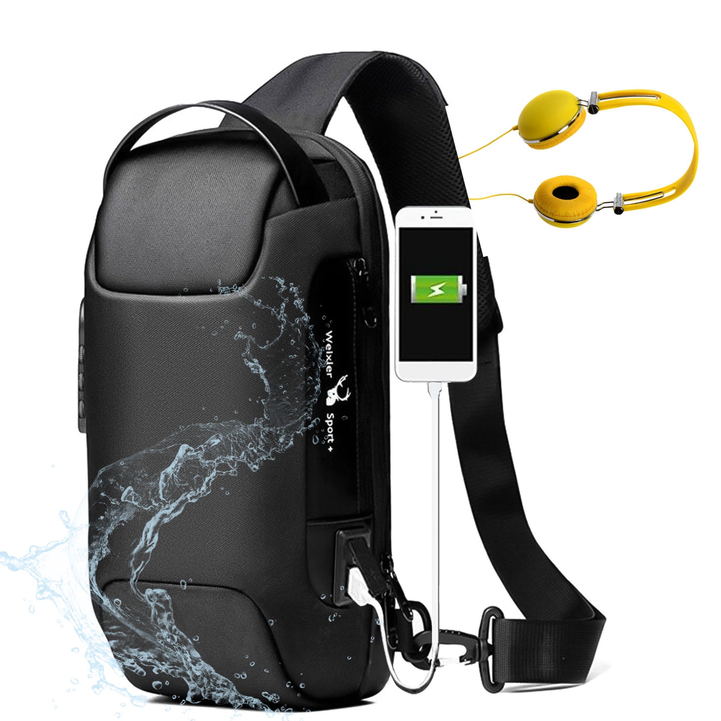 Waterproof USB Anti-theft Crossbody Shoulder Bag