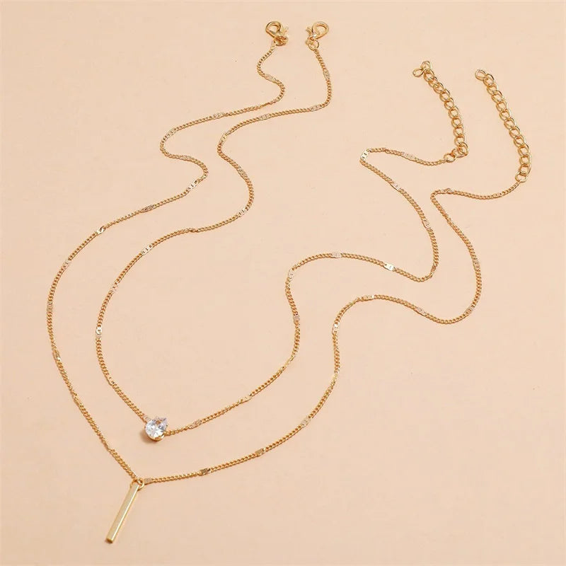 Heart Star Charm Layered Pendant Necklace Set