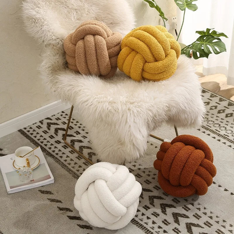 Hand-knotted Ball Throw Pillow Lamb