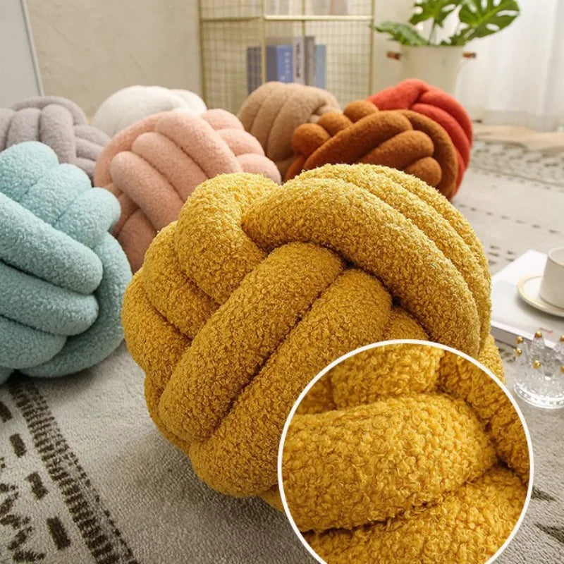 Hand-knotted Ball Throw Pillow Lamb