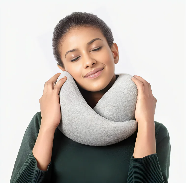 gray neck travel pillow