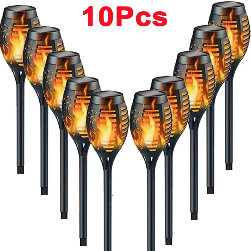 10Pcs Solar Flame Torch Lights