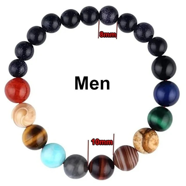 Men Eight Planets Natural Stone Bracelet