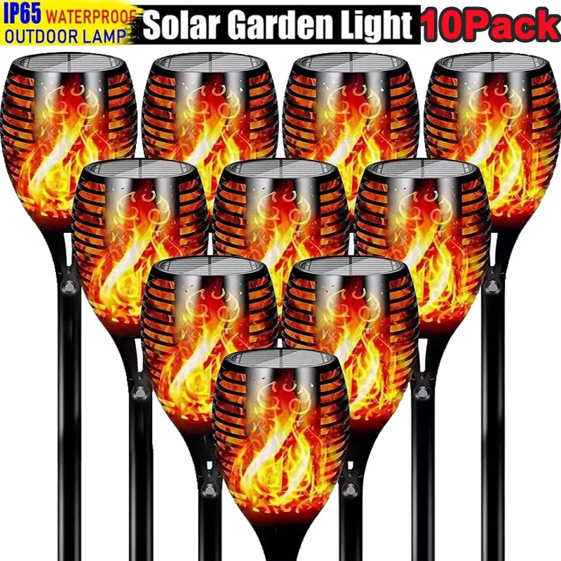10Pcs Solar Flame Torch Lights
