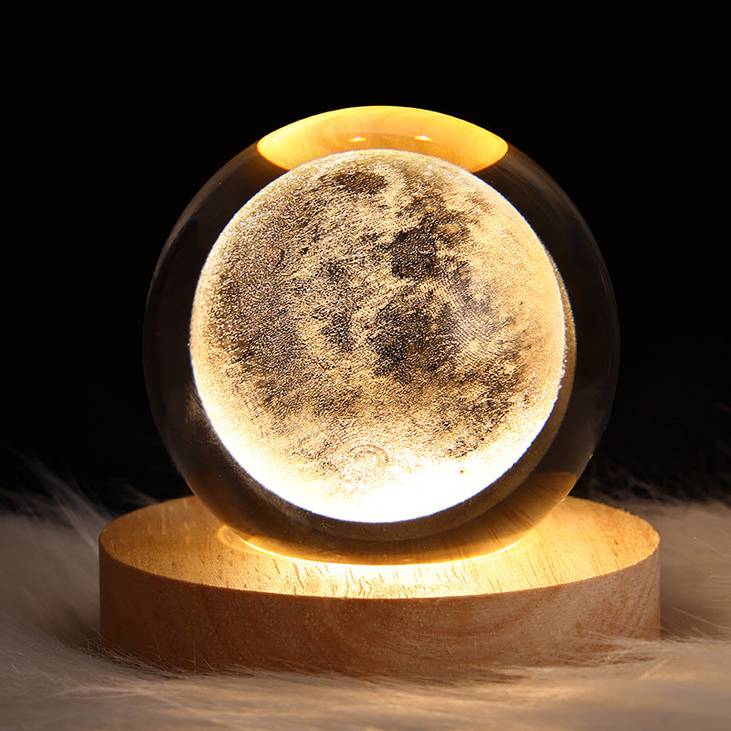 LED Night Light Galaxy Crystal Ball Table Lamp 3D Planet Moon Lamp