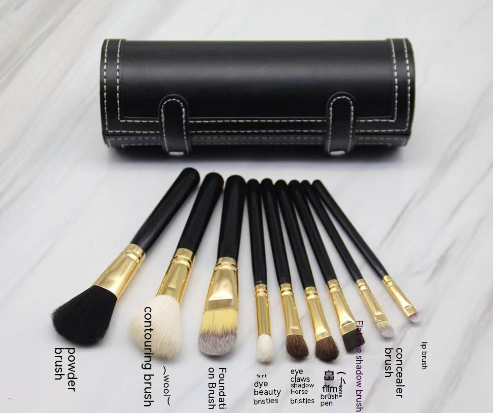 9 Cylindrical Wool Makeup Brush Set